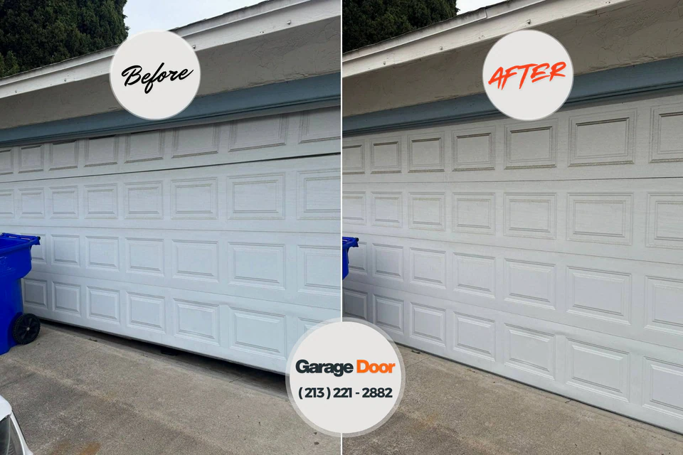 Before and after: garage door repair Hunter, TN
